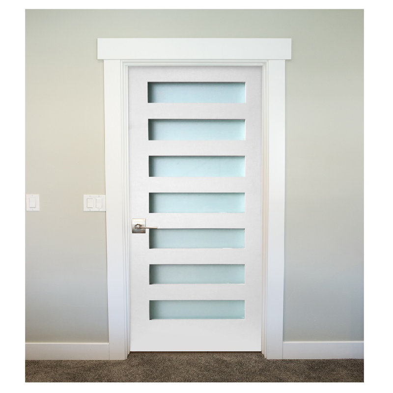 30 in. x 80 in. Satin Glass Primed MDF Interior Door