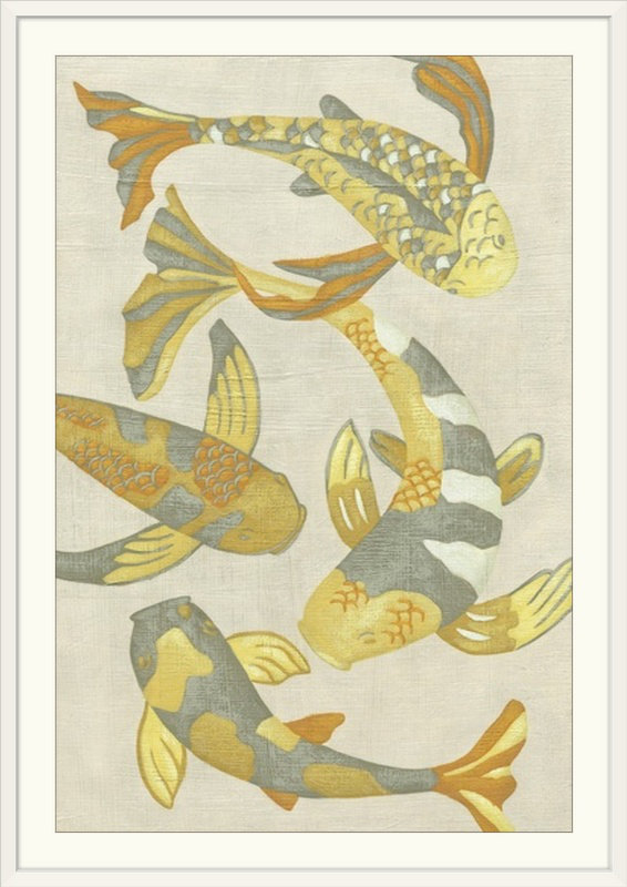 « ii » chariklia zarris, impression Golden Koi, H 38 po x l 28 po x P 1 po, Cadre blanc