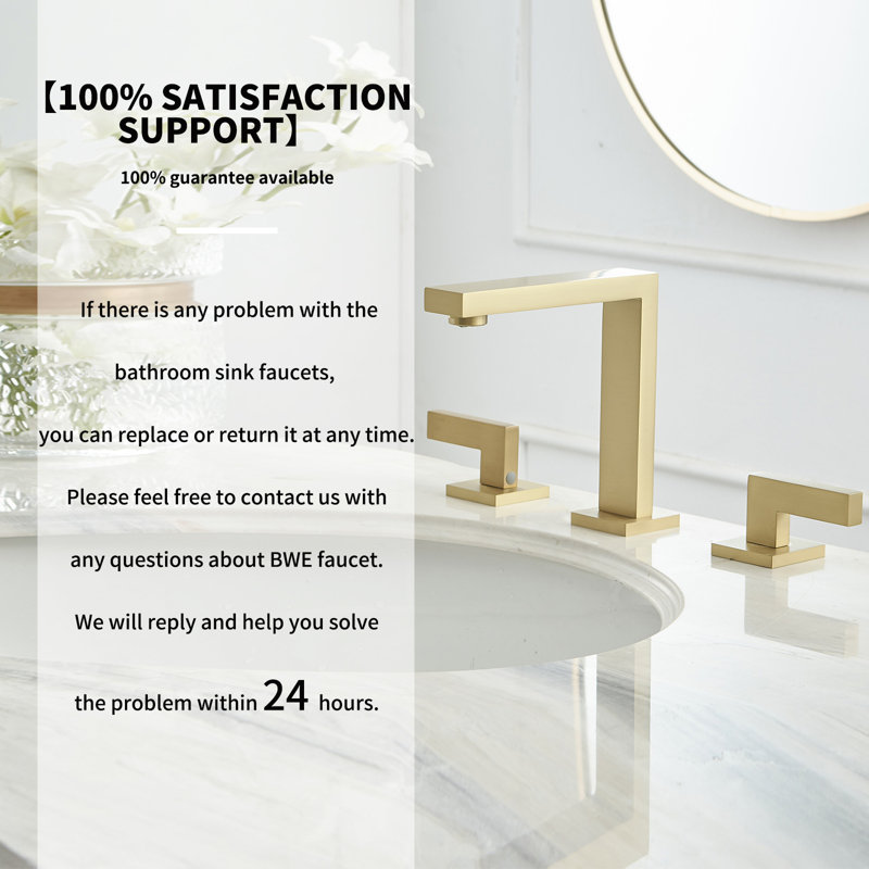 Widespread Double Handle Bathroom Faucet, Brushed Gold