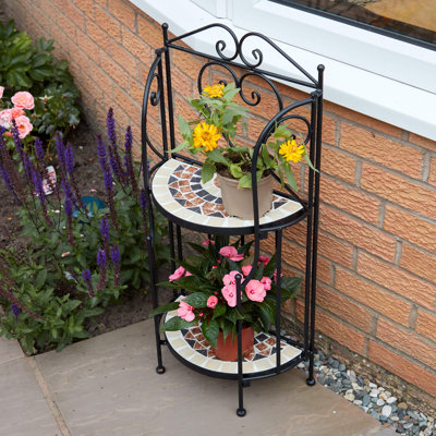 Raf Sunflower Mosaic Indoor Outdoor Metal Plant Storage Garden Stand