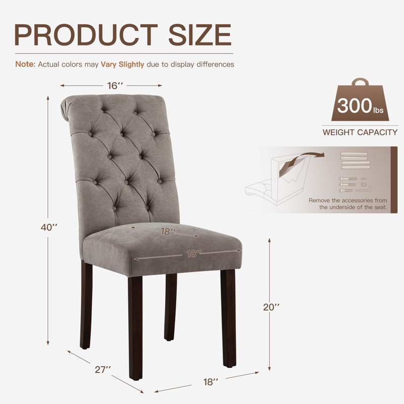 Gerrilyn Tufted Wooden Dining Room Chairs, Taupe