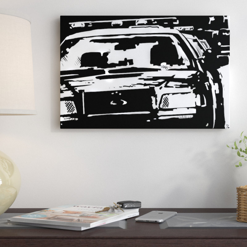 " Police " by Giuseppe Cristiano, 18" H x 26" W x 1.5" D, Black Framed Canvas, No Mat