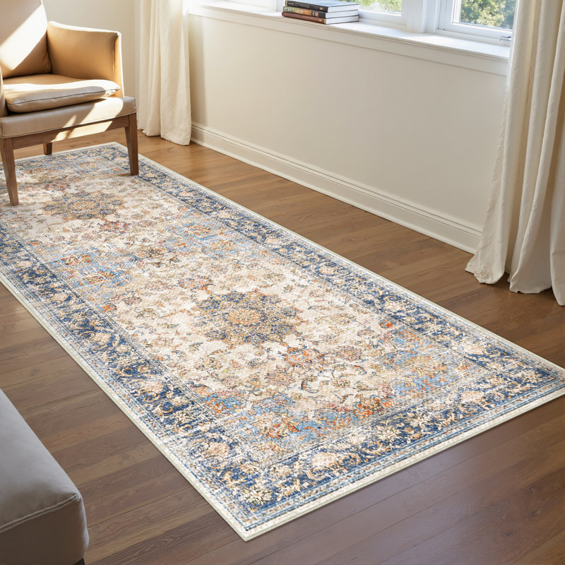 Stella Oriental Machine Woven Stella in Orange/Blue, Runner 2' x 8'