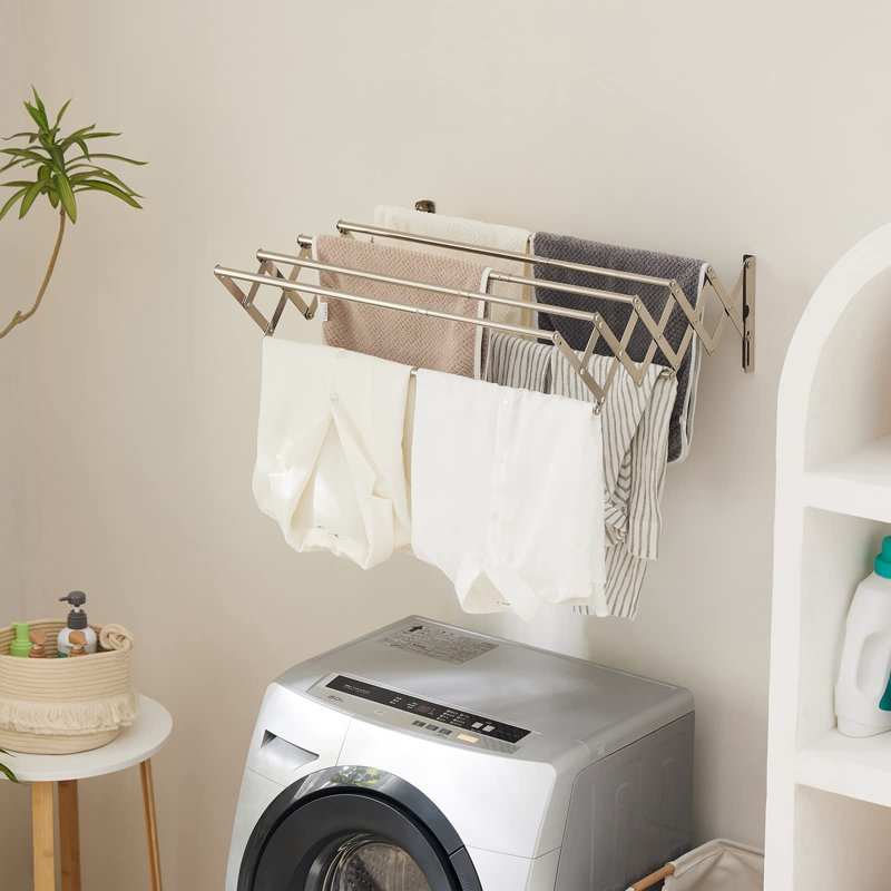 Foldable Clothes Airer Wall Mounted, Silver