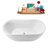 55" Streamline Soaking Glossy White Freestanding Tub With Internal Drain in Polished Chrome