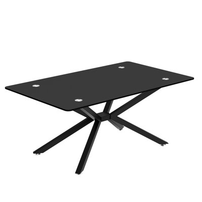 39.43" Rectangle Glass Coffee Table With Stable Metal Legs And Adjustable Feet, Great For Living Room Entertaining, Easy To Keep Clean Clear Legs, Versatile Different Designs, Long - Term Reliability