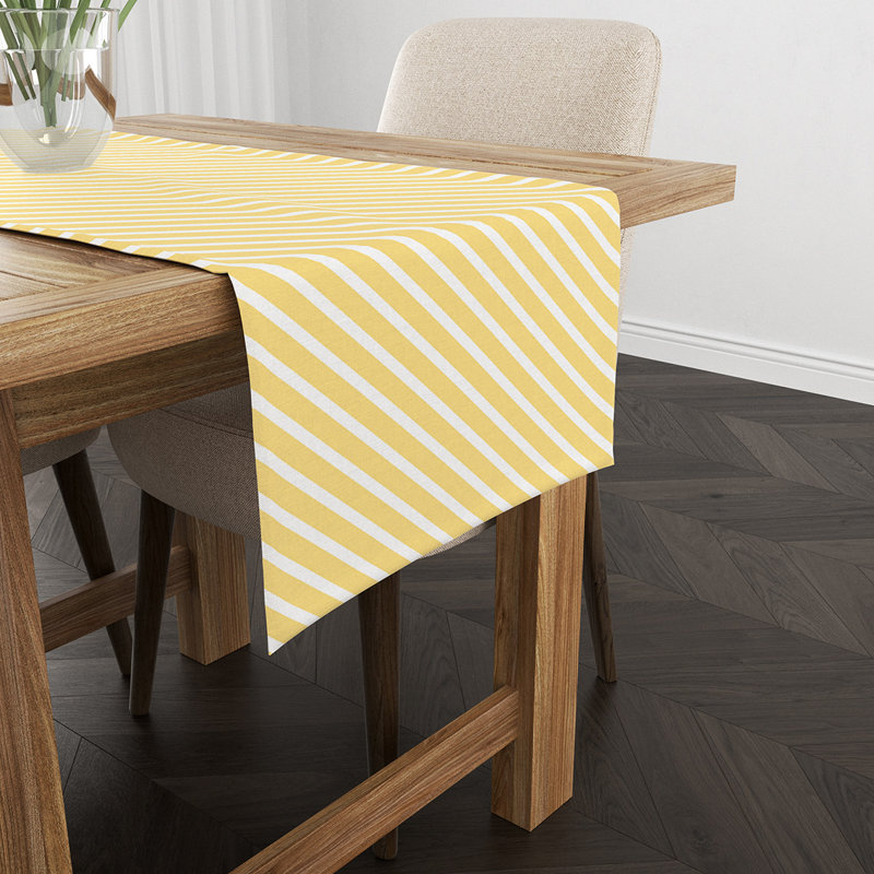 Aledo Striped Table Runner, Yellow/White
