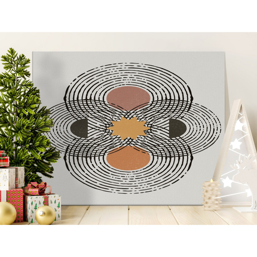 Abstract Geometric Canvas Wall Art, Boho Circles and Sun Print, Gallery Wrapped Canvas, Modern Minimalist Decor, Ready to Hang