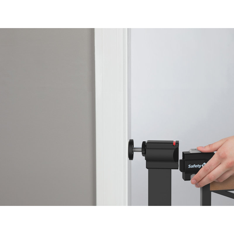 Adjustable Rustic Brown Solid Wood and Black Metal Safety Gate