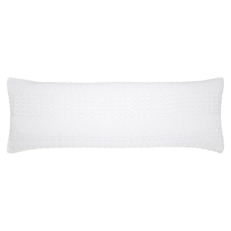Housse de coussin blanc Waffle Weave, Simple, Rectangle H 20 po x l 54 po, Blanc