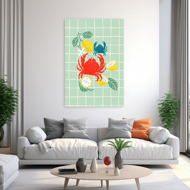 Crabs et citrons vibrants, H 60 po x l 40 po