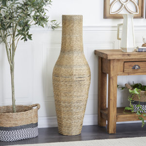 Ziegler Brown Faux Seagrass Handmade Tall Woven Floor Vase