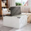 Table basse Farmhouse, table centrale carrée en bois avec grand compartiment de rangement caché pour le salon, table de cocktail rustique avec plateau relevable à charnière pour la maison, blanc