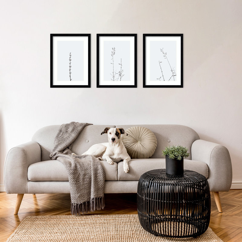 Retro Tennessee Botanical Prints by Adela - 3 Piece Single Picture Frame Photograph Set, Black, 17" H x 43" W x 1" D