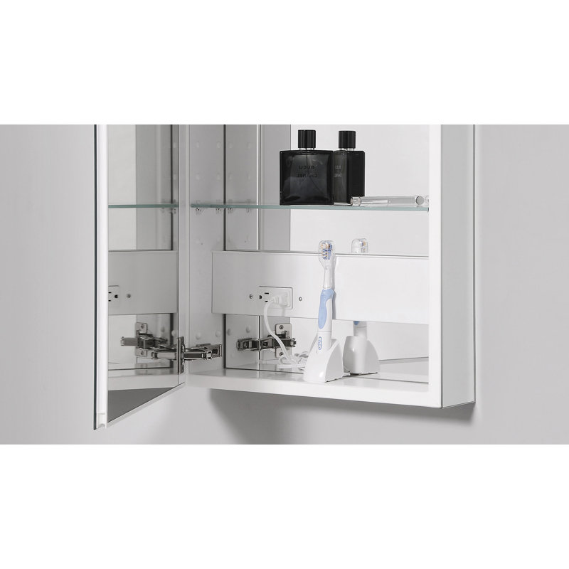 PL Series Recessed or Surface Mount Frameless Medicine Cabinet with 4 Adjustable Shelves
