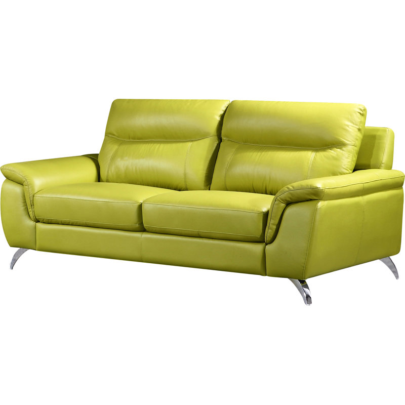 Lorrain Upholstered 78.75'' Sofa, Green Genuine Leather
