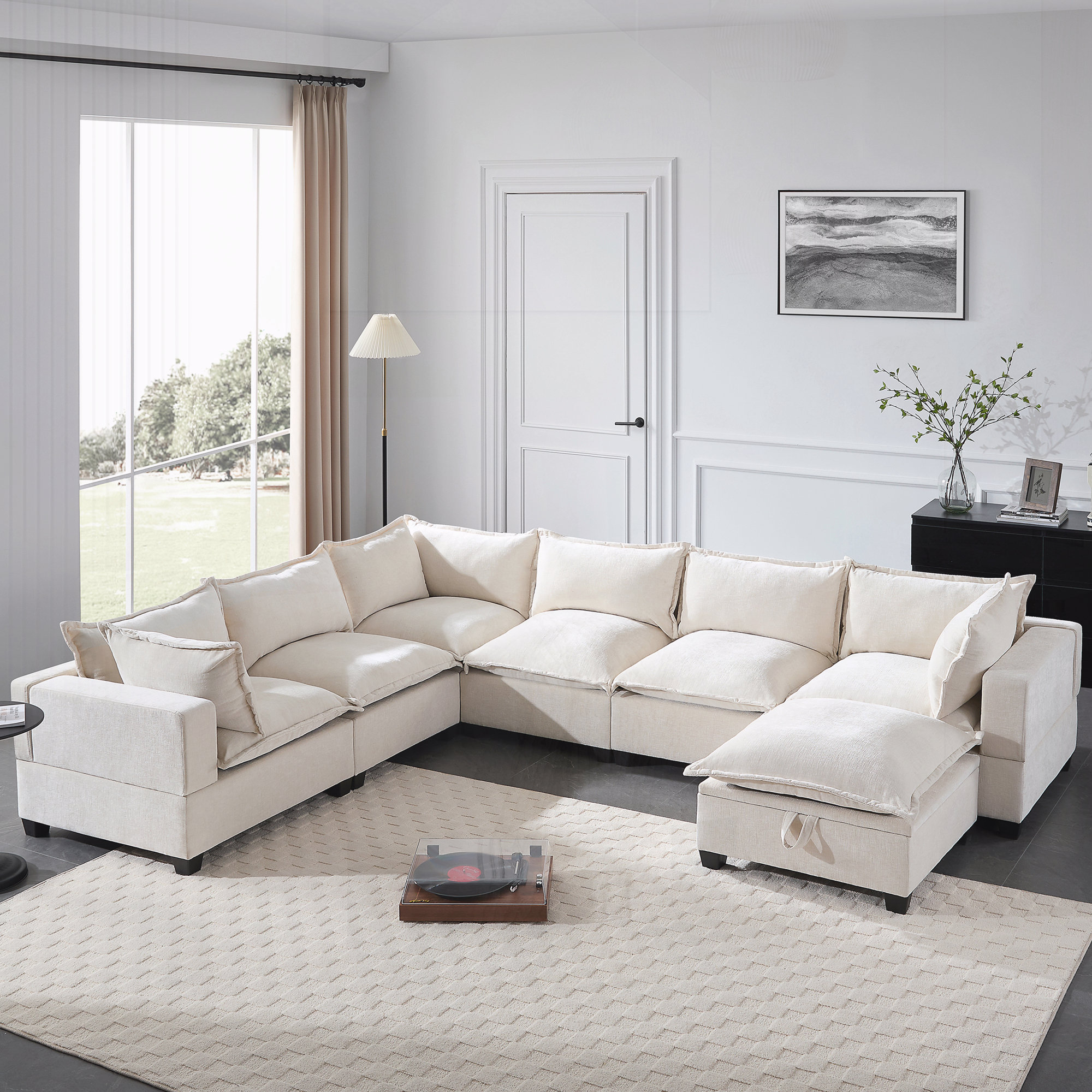 Latitude Run® Modular Sectional Sofa with Movable Storage Ottoman ...