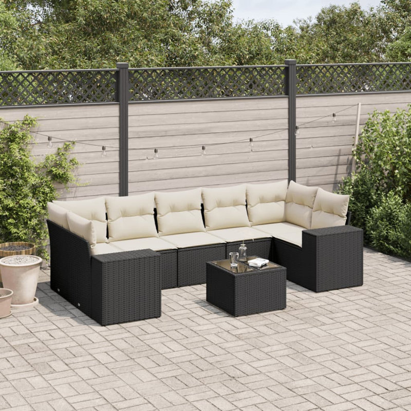 Ensemble de canapé de jardin Vidaxl noir, blanc crème