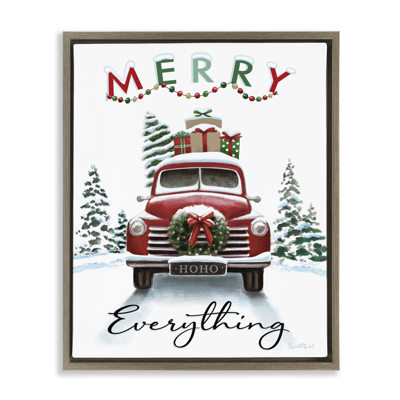 Art mural sur toile «Merry Everything Gift Car» par House Fenway, H 21 po x l 17 po, Cadre flottant orme Montalcino
