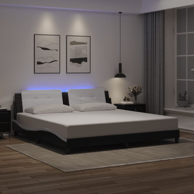 Cadre de lit vidaXL avec DEL sans matelas Zadar noir et blanc 200 x 200 cm