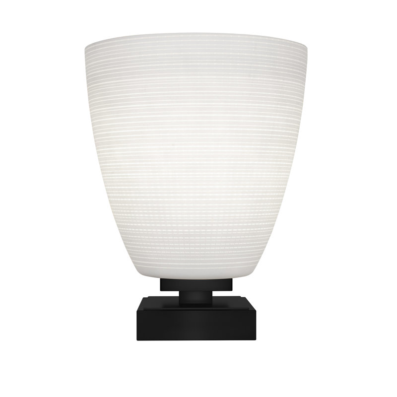 Lampe d'appoint avec verre matriciel gris 8 po Aneka, Blanc, Noir mat
