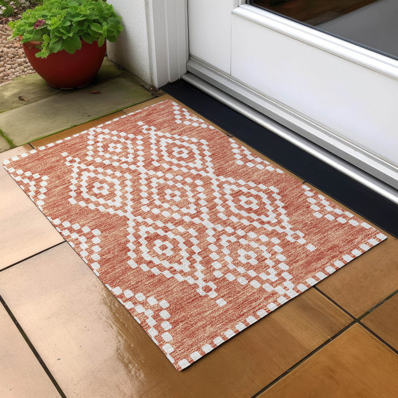 Malek Indoor/Outdoor Area Rug with Non-Slip Backing, Rectangle 1'8" x 2'6"