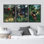 «Tropical Palm Wild Animals Live in Green Tropical Jungle Rain Forest», art mural sur toile 3 pièces