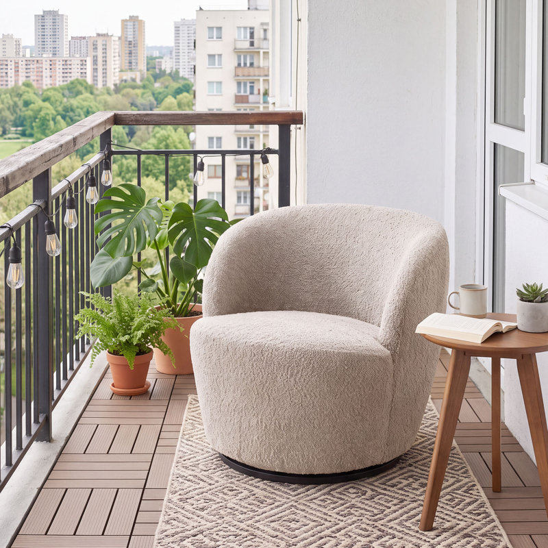 Fauteuil demi-tonneau pivotant Nen Boucle, Gris clair