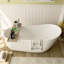 Crestone 67"x 32" Freestanding Soaking Solid Surface Resin Stone Bathtub with Black Bath Pollow