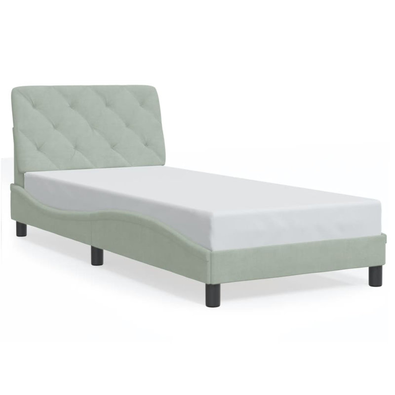 Structure de lit vidaXL sans matelas Piran gris clair 80 x 200 cm velours, Gris clair