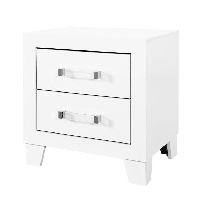Table de chevet blanche de style contemporain d'une largeur de 16,46 po - choix élégant d'une hauteur de 23,62 po, option de paquet de 25,31 po