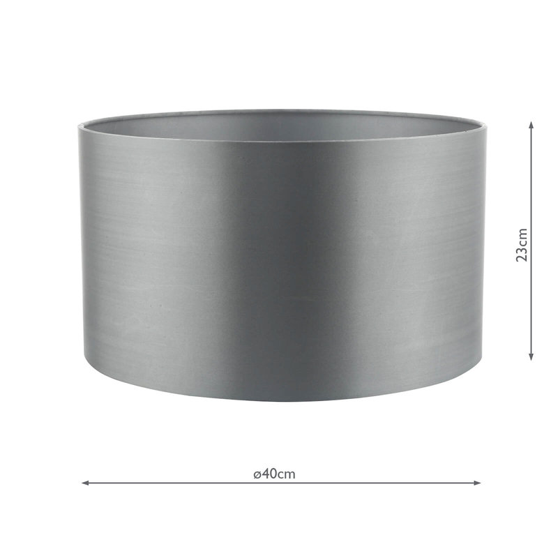 23cm H Silk Drum Lamp Shade, Grey
