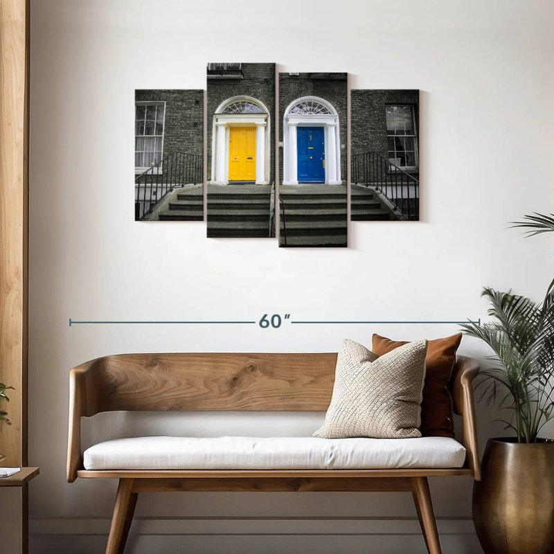 Lilie jaune et bleu portes, H 27 po x l 43 po