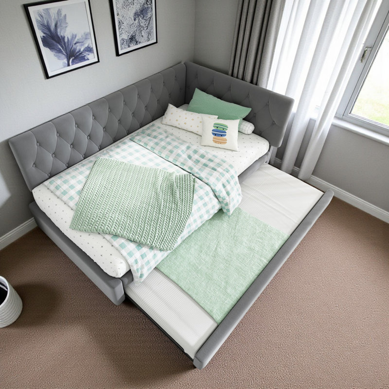 Upholstered Velvet Daybed, Grey