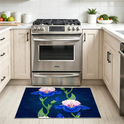 Clear Machine Washable,Seamless Border Iris Beautiful Indoor Area Rug