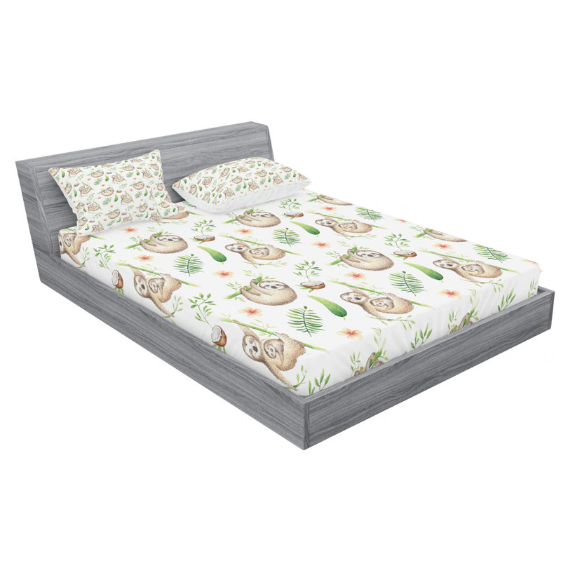 Microfiber Floral Sheet Set, Full Sheet Set with Fitted Sheet