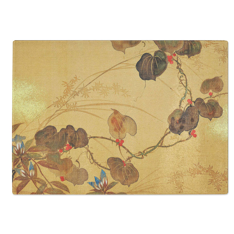 Glass Leaves & Flowers by Sakai Hoitsu Chopping Board, 28.5 cm W x 20 cm L