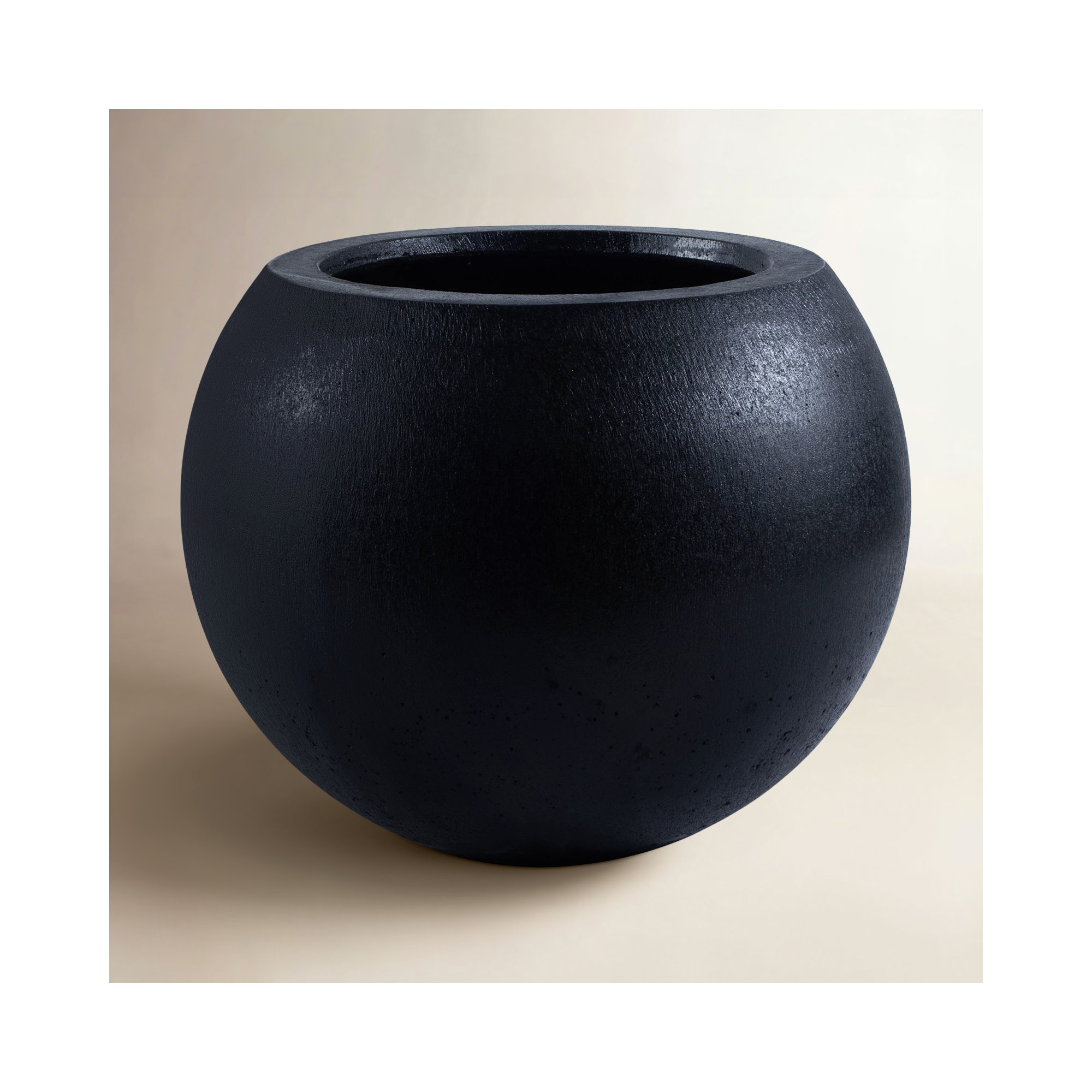 Mcgill Concrete Pot Planter, Black, 15.7" H x 19.6" W x 19.6" D