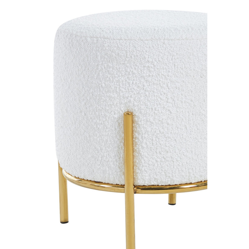 Wigburg 35cm Wide Round Footstool Ottoman, Gold, White