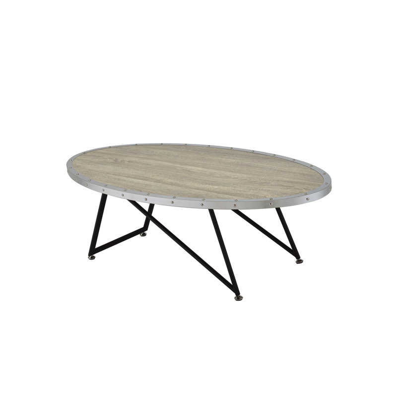 Weathered Gray Oak & Metal Finish Coffee Table
