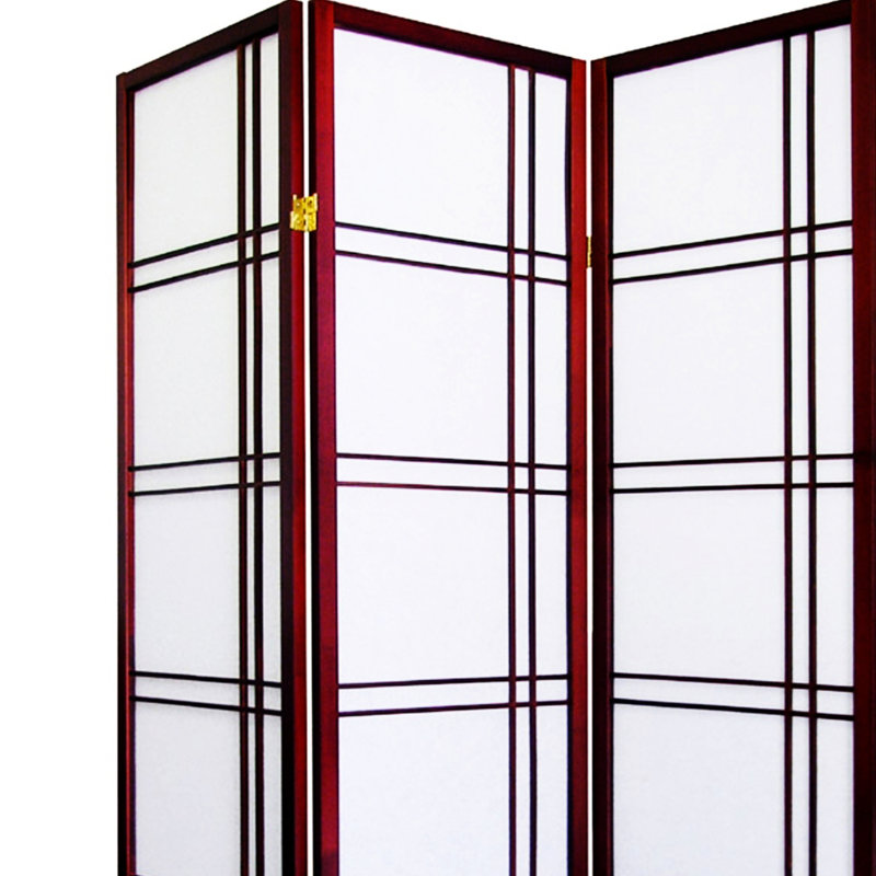 70 po à 3 moustiquaires avec teinture cerisier - pin, pliable pour économiser de l'espace, finition de cloison de maison moderne, optimisation pin, contemporain