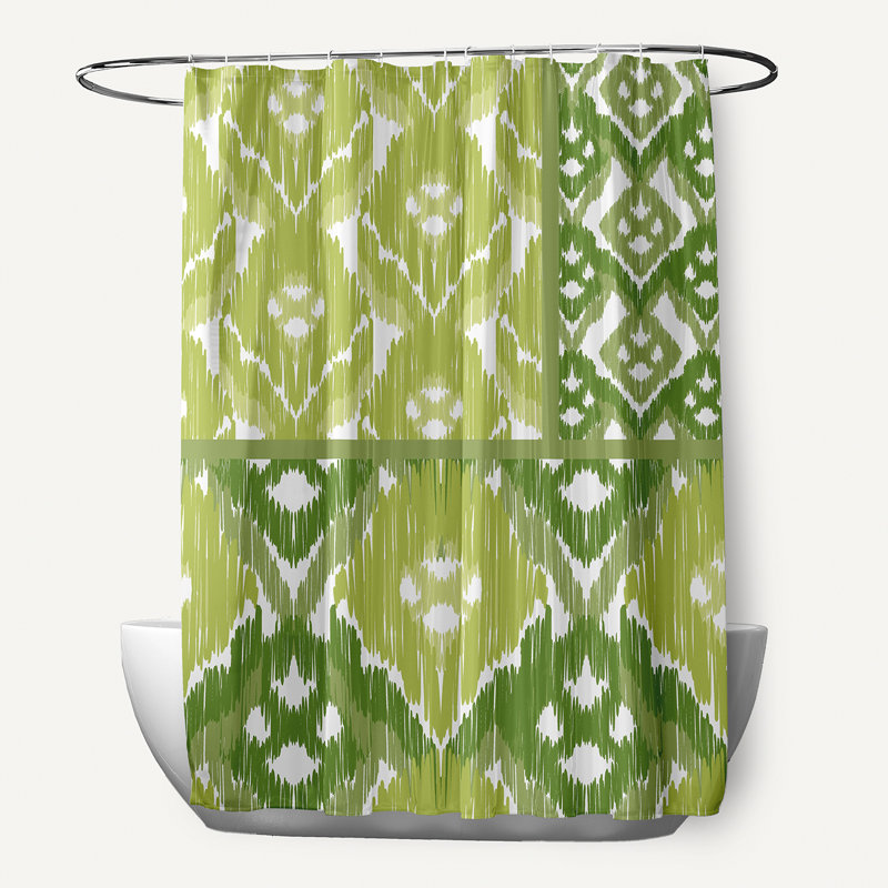 Rideau de douche simple à imprimé géométrique, Vert