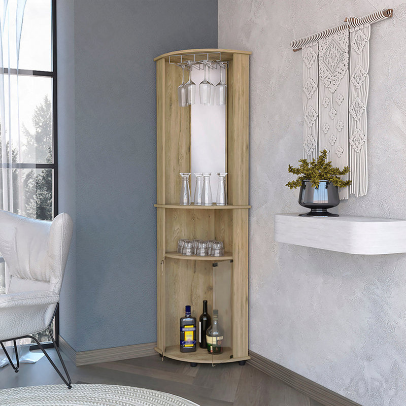 Armoire de rangement de coin, 2 portes, 2 tablettes avec support en verre - standard
