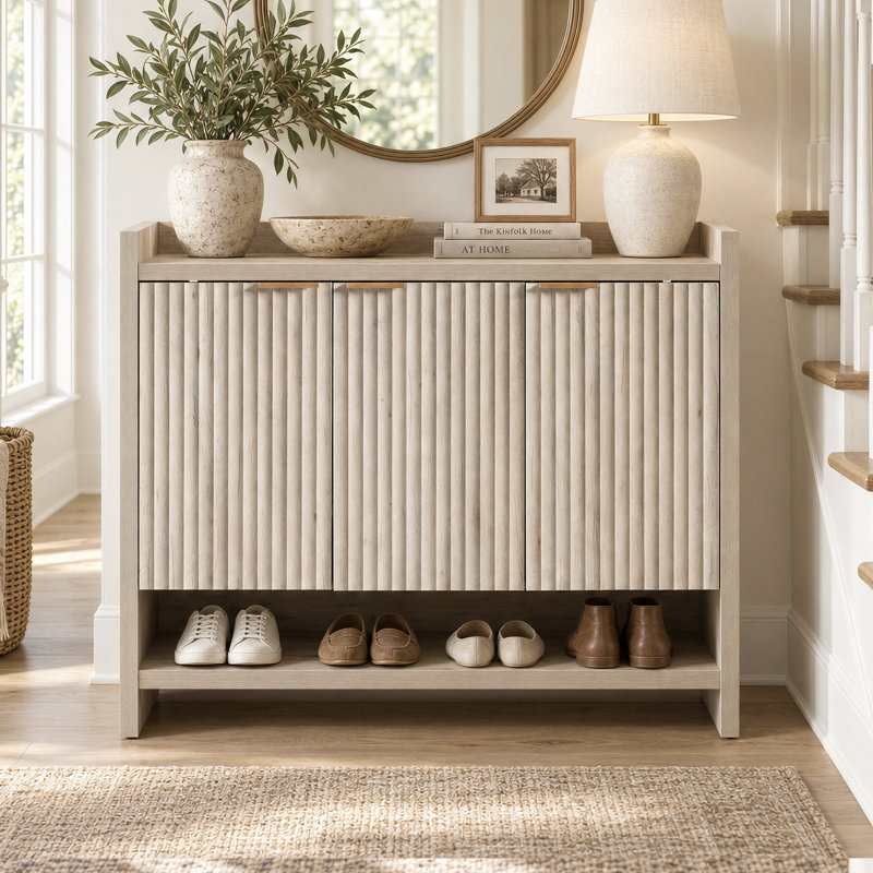 Armoire de rangement à chaussures 30 paires Nicolee, Chêne gris-beige