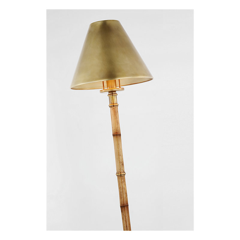 Ralph Lauren Dalfern Petite Reading Floor Lamp, Natural Brass, Waxed Bambo/Natural Brass