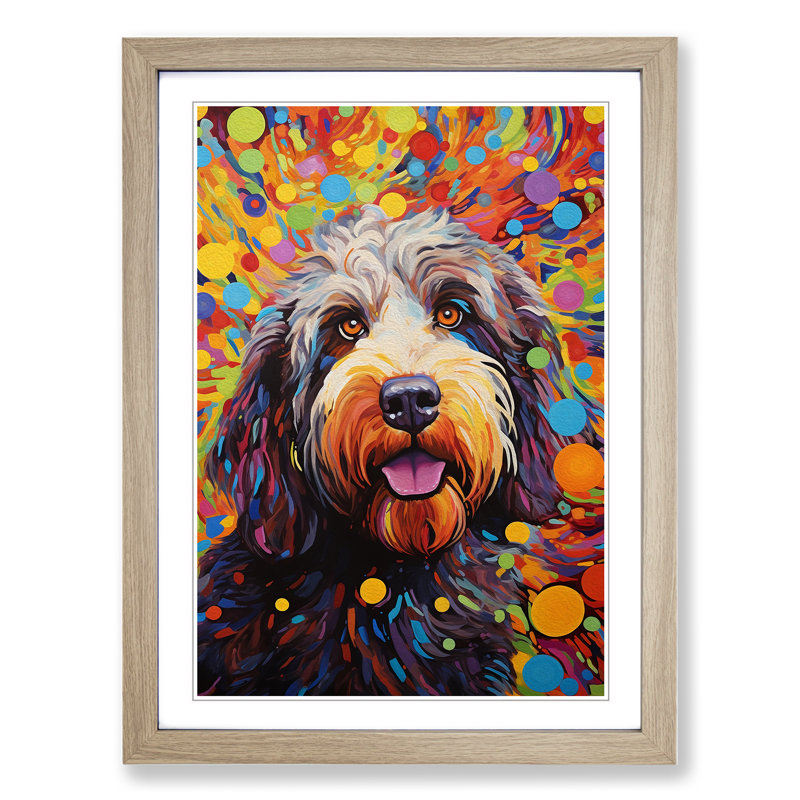 XYZ-FRM-V1223-3997 Labradoodle Orphism No.2 1 Piece Single Picture Frame Wall Art, 64cm H x 46cm W x 2cm D, Oak