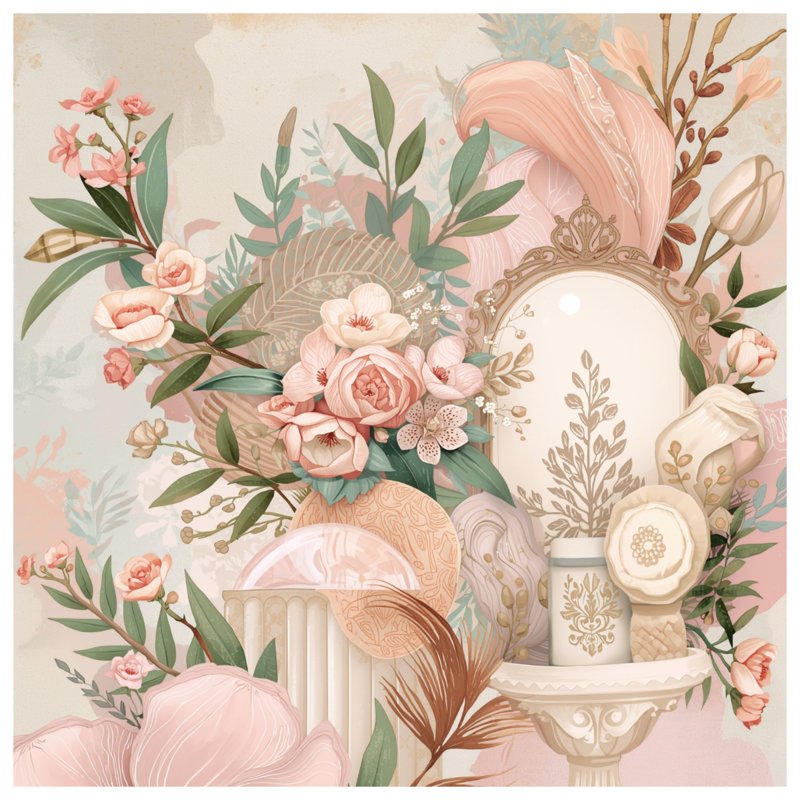 Tapis de bain élégant à arrangement floral, L 24 po x L 17 po