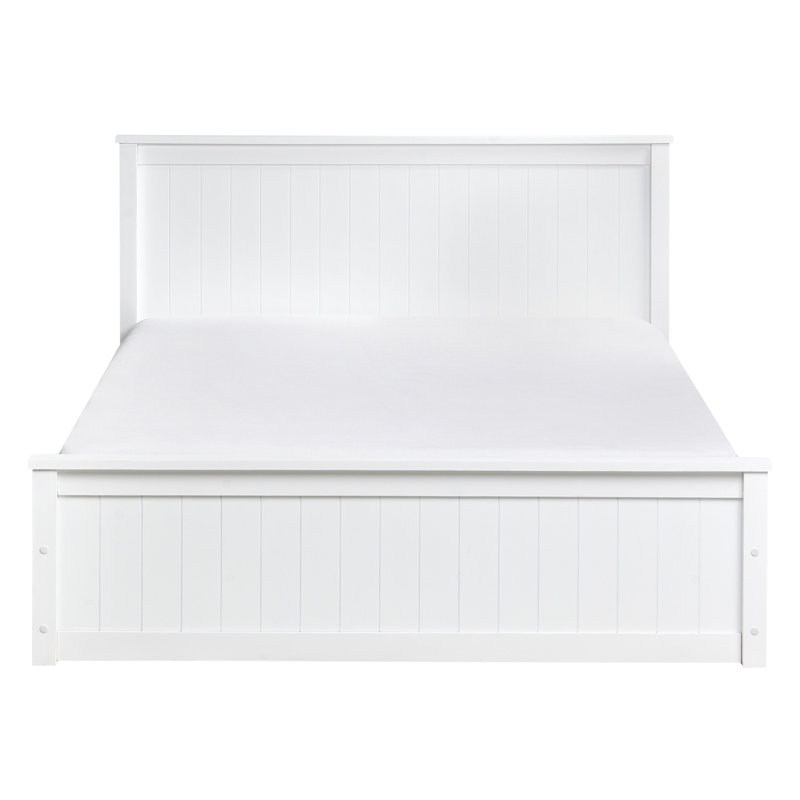 Ottoman Bed Pine Wood LAMBRES White, European Double (140 x 200 cm)