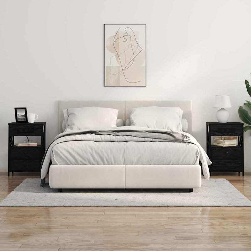 Bedside Cabinet 40 X 31 X 60 Cm Engineered Wood, Black Oak