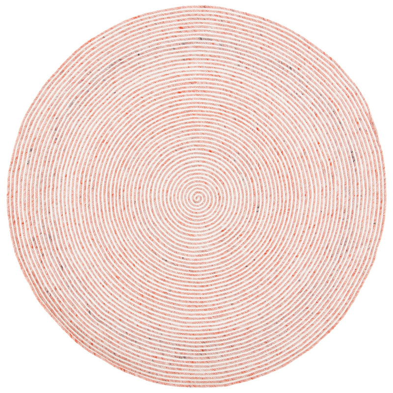 Mcbride Hand Woven Wool/Cotton Rug in Ivory/Red, Round 3'
